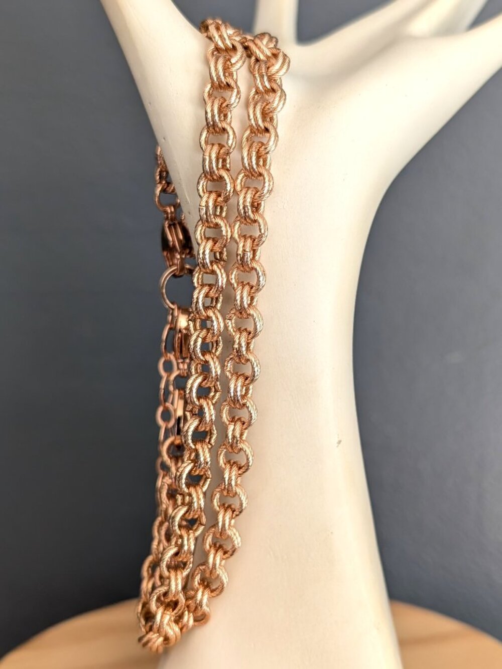 Origami Owl pale rose gold double strand textured link bracelet